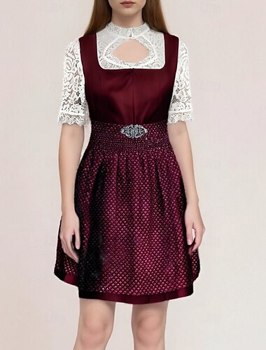  Karneval Oktoberfestbier Kostüm Kleid Dirndl Dienstmädchen Bayerisch Wiesn Damen Party Bier Festival Stoff im traditionellen Stil