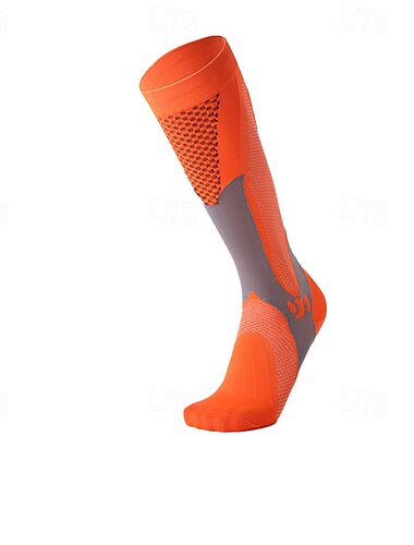  1 Paar Damen Kompressionsstrümpfe Wandersocken laufsocken Skisocken Atmungsaktiv Anti Blister Kompression Schweißableitend Außen Über der Wade Patchwork Nylon Schwarz Weiß Orange für Ski / Snowboard