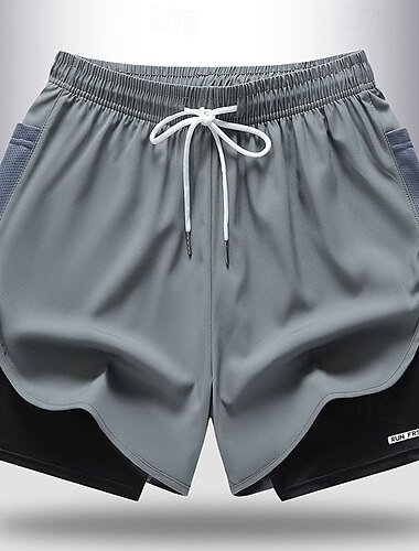  Herren Laufshorts Shorts mit Strumpfhose Tasche Elastischer Bund Unterteile Athleisure Fitnessstudio Trainieren Schnelltrocknend Atmungsaktiv Laufen Yoga Normale Passform Sportbekleidung Sportkleidung