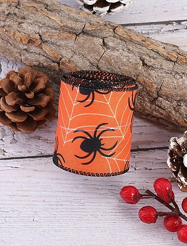  rotoli di nastro di iuta per Halloween con stampa a ragno, nastri per bordi per lavori fai da te, ghirlande di Halloween, confezioni regalo e decorazioni per feste