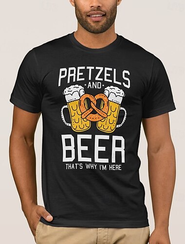  Oktoberfest Bier Brezel T-Shirt Bayerisch München Deutsch Grafik Für Herren Erwachsene Karneval Oktoberfestbier Heißprägen Party Alltagstauglich