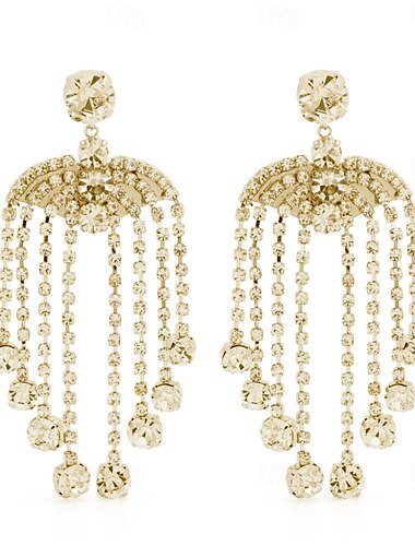  Mujer Pendientes cortos Borlas Precioso Elegante Moda Diamante Sintético Aretes Joyas Plata / Dorado Para Boda Fiesta Festivos 1 Par