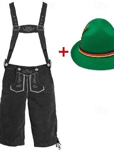  Karneval Oktoberfestbier Kostüm Lederhosen Alpenhut Bayerisch Deutsch alpin Wiesn Herren Party Bier Festival Stoff im traditionellen Stil