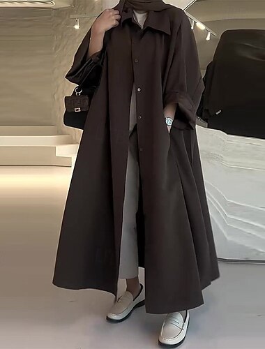  Per donna Cappotto Caldo Confortevole Bottoni Tasca Moda Dolce Semplice Streetwear Quotidiano Casual Quotidiano Weekend Monopetto Lungo Collo ripiegato Vestibilità regolare Manica Lunga Capispalla