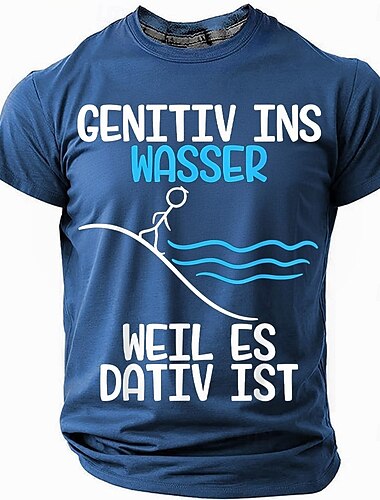  男性用 面白いスラング ドイツ語 Tシャツ 半袖 Tシャツ 3Dプリント クルーネック シャツ ファッション 日常 ベーシック ストリート カジュアル 日常 ブラック ホワイト ブルー 夏 春 オールシーズン 衣類 S M L XL XXL XXXL