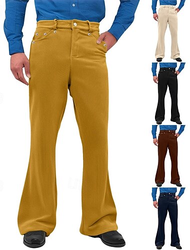  Voor heren Pakken Uitlopende broek Broek Chinese Knop Zak Effen Comfort Formeel Feest Werk Modieus Klassieke Stijl Zwart Wit Micro-elastisch