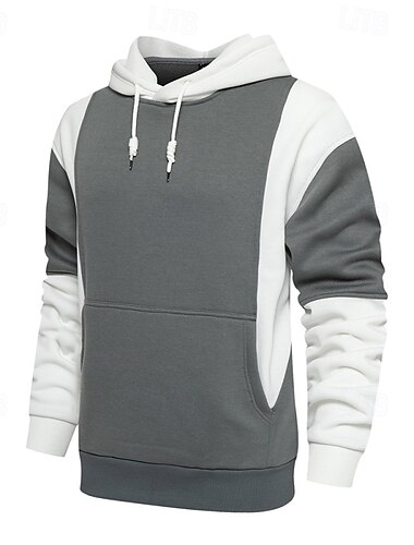  Hombre Sudadera Sudadera Con Capucha En blanco y negro Rojo y Negro Blanco + gris claro Con Capucha Bloque de color Bolsillo Bloque de Color Deporte Diario Festivos Ropa de calle Fresco Ropa deportiva