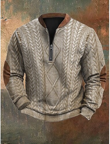  Miesten College Quarter vetoketjullinen collegepaita Musta Ruskea Harmaa Puolivetoketju Väripalikka Textured Urheilu ja ulkoilu Päivittäin Pyhäpäivä Polyesteri Katutyyli Vapaa-aika 봄 & Syksy Vaatetus