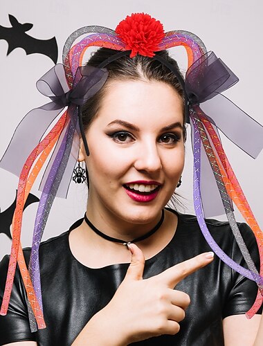  ハロウィンメッシュ猫耳ヘッドバンド、不気味なゴーストフェスティバルパーティーヘアクリップ、楽しい編み込みアクセサリー、ハロウィンコスチュームヘアバンド