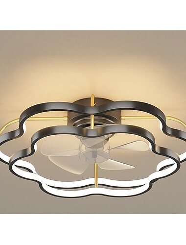  Deckenventilatoren aus Metall in geometrischer Form, moderne Deckenventilatorlampe mit mehreren Lichtern, Fernbedienung, stufenloses Dimmen, Fünfeck