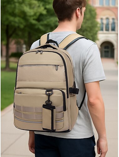  Zaino per laptop da uomo di grande capacità, impermeabile e antiurto, borsa da viaggio multiscomparto con striscia riflettente, zaino casual da lavoro e scuola per ragazzi adolescenti e adulti