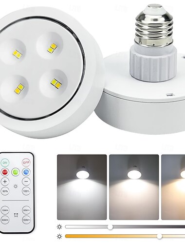  電池式電球 2個セット LEDパックライト リモコン付き 単3電池電球 調光可能 E26 ねじ込み式 非電気式ペンダントライトおよび壁取り付け用燭台用