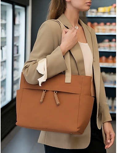  Große Canvas-Tragetasche für Damen mit mehreren Taschen – lässige, leichte Umhängetasche für Arbeit, Schule, Reisen und den täglichen Gebrauch