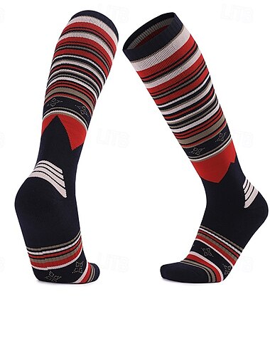  1 Paar Damen Socken aus Merinowolle Wandersocken laufsocken Thermowarm Atmungsaktiv Anti Blister Dicht Winter Außen Über der Wade Patchwork Merino Wolle Schwarz Dunkelmarine Königsblau für Ski