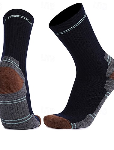  1 paar Dames merino wollen sokken Wandelsokken Hardloopsokken Thermisch Warm Ademend Anti-blaar Dik Winter Buiten kwartierploeg Lapwerk Merino Wol Zwart Marine Blauw Licht Grijs voor Skiën Hardlopen