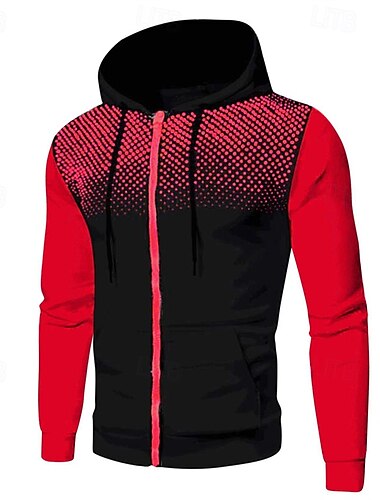  Herren Kapuzensweatshirt Vollreißverschluss-Kapuzensweatshirt Weiß Rote Blau Dunkelgray Mit Kapuze Farbblock Patchwork Tasche Sport & Outdoor Täglich Ferien Polyester Streetwear Basic Lässig Frühling