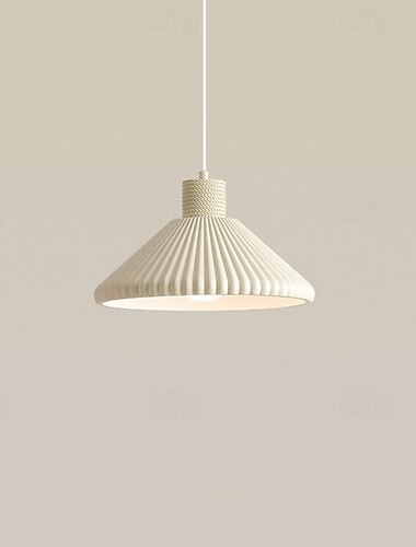  White Mid Century Pendant Light Fixture Cone Pleated Shade Large Ceiling Hanging Lamp Modern Kitchen Island Ceiling Hanging Lamp Chandelier for Dining Room Bedroom Hallway Foyer