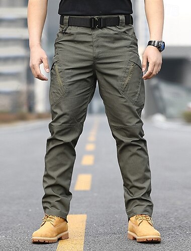  Herren Cargohosen Wanderhosen Regenhose zum Wandern Außen Normale Passform Wasserdicht Winddicht Schnelltrocknend Leicht Hosen Tasche Reißverschlusstasche Schwarz Armeegrün Camping / Wandern
