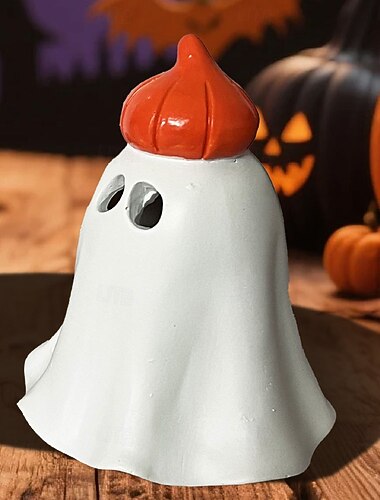  Bruciatore di incenso in resina di Halloween con fantasma carino design di zucca e strega divertente figurina di decorazione per la casa da scrivania