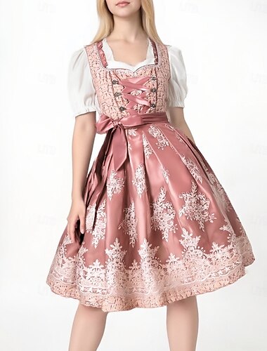 Karneval Oktoberfestbier Kostüm Kleid Dirndlbluse Dienstmädchen Bayerisch Wiesn Damen Party Bier Festival Stoff im traditionellen Stil
