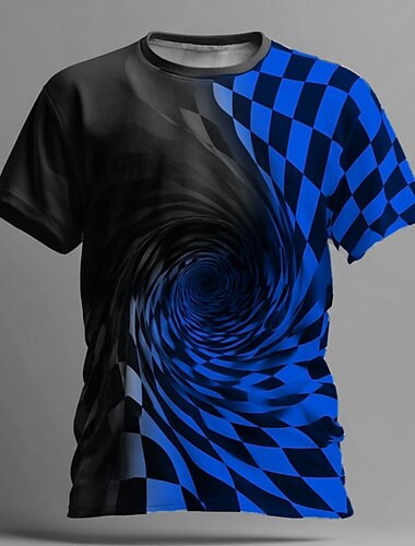  Herren Visuelle Täuschung T Shirt Kurzarm T-Shirt 3D-Druck Rundhalsausschnitt Hemd Übertrieben Designer Party Straße Lässig Weiß Gelb Blau Sommer Frühling Ganzjahres Bekleidung S M L XL XXL XXXL