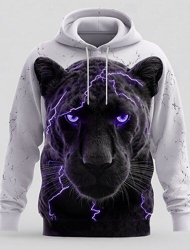  Herren Leopard 3D Kapuzenshirts Pullover Oberbekleidung Sweatshirt mit Kapuze Rundhalsausschnitt Cool 3D-Druck Club Streetwear Gelb Blau Kordelzug Grafik Herbst Winter Designer