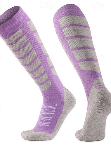  1 paar Voor heren Dames merino wollen sokken Wandelsokken Hardloopsokken Thermisch Warm Ademend Anti-blaar Dik Winter Buiten Over de kuit Lapwerk Merino Wol Roze Crème Blauw voor Skiën Hardlopen