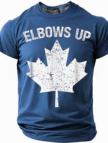  Camiseta de Manga Curta Masculina 'COTOVELOS PARA CIMA' Camiseta Gráfica da Folha de Bordo Canadense