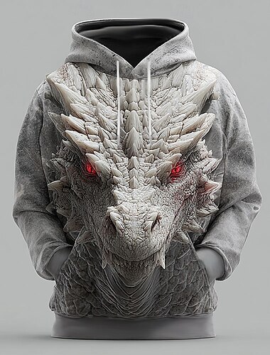  Herr Drake Huvtröjor Tröja Ytterkläder Huvtröja Rund hals Häftig 3D-tryck Nattklubb Streetwear Rubinrött Blå Snörning 3D Höst Vinter Designer