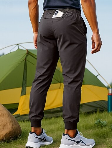  Herren Laufhosen Elastischer Bund Hosen Sport & Outdoor Lässig Herbst Schnelltrocknend Leicht Atmungsaktiv Tennis Joggen Laufen Normale Passform Sportbekleidung Sportkleidung Einfarbig Schwarz