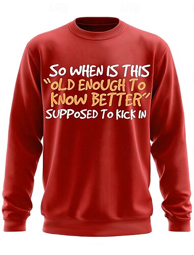  Herren Text Lustiger Slang Pullover Sweatshirt Sweatshirt mit Kapuze Rundhalsausschnitt Mode 3D-Druck Schwarz Rote Rundhalsausschnitt 3D Grafik Ganzjahres Designer