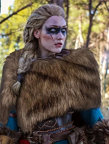  Retro Vintage Mittelalterlich Maskerade Kunstpelz-Schal Wikinger Kostüm Damen Vikinger Karneval Neujahr Maskerade Party & Abend Erwachsene Schal Herbst Winter