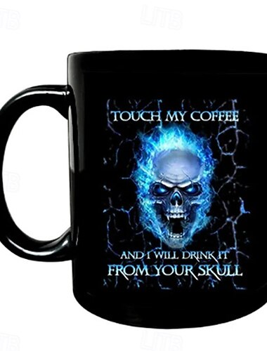  Halloween-presentmugg, 3D-skalle svart keramisk kaffekopp 330 ml/12 oz, läskig Halloween-mugg för män och kvinnor, gotisk skräckskelettmugg för fest, hemmet eller present