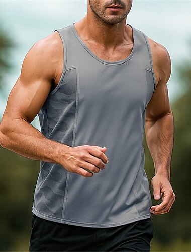  Herren Lauf-Tanktop Laufoberteil Laufshirt Ärmellos Oberteil Atmungsaktiv Schnelltrocknend Leicht Tennis Golfspiel Laufen Sportbekleidung Sportkleidung Farbblock Schwarz Weiß Blau