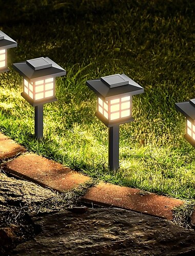  4 luces LED solares para caminos de exterior, impermeables, para césped, jardín, paisaje, patio, terraza, entrada, iluminación decorativa.