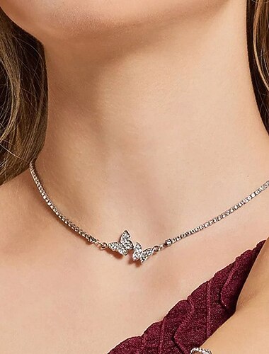  Gargantillas Zirconio Mujer Elegante Moda Artístico Clásico Mariposa Bonito Boda Irregular Gargantillas Para Boda Fiesta Cumpleaños