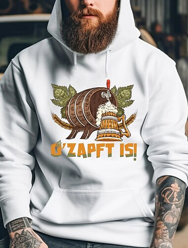  Oktoberfest Birra Felpa con cappuccio Maglione bavarese Monaco Tedesco Tasca Frontale Grafico Per Per uomo Adulti Carnevale Birra Oktoberfest Stampa a caldo Feste Casual Quotidiano