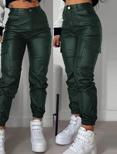  Women's Cargo Pants Pants Trousers Fashion Streetwear Full Length Natural Solid Colored Pocket Comfortable Micro-elastic Sports & Outdoor Daily Wear Wine Black Yellow Brown Summer Spring Regular Fit