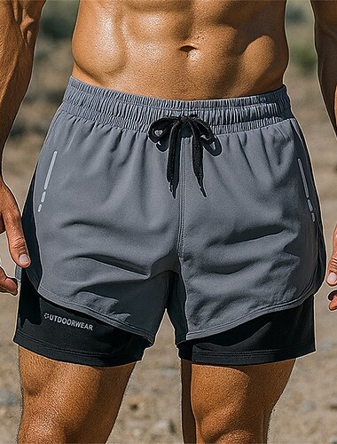  Hombre Mallas Short Cintura elástica Bermudas Deporte Casual Transpirable Secado rápido Ligero Elástico Tenis Golf Corriendo Ajuste regular Ropa de deporte Ropa de Deporte Bloque de color Negro Gris