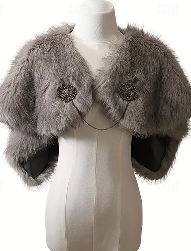  Retro Vintage Mittelalterlich Maskerade Kunstpelz-Schal Ren Faire Wikinger Damen Vikinger Karneval Neujahr Maskerade Party & Abend Erwachsene Schal Herbst Winter