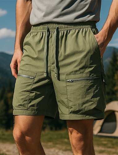  Herr Cargo-shorts Vandringsshorts sportbyxor Sommar Utomhus Normal Vattentät Vindtät Snabb tork Lättvikt Shorts Snörning Elastisk midja Svart Armégrön Tennis Golf Löpning M L XL XXL XXXL