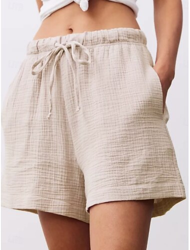  Damen Chinos Shorts Basic Lässig Kurz Mittlere Taillenlinie Einfach Tasche Kordelzug Komfort Außenbereich Mikroelastisch Urlaub Straße Täglich Schwarz Weiß Rosa Königliches Blau Sommer Normale