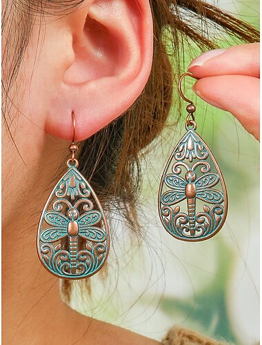  Boho-Vintage-Set mit türkisfarbenen Ohrhängern für Damen – leichte Ohrhänger im Vintage-Tribal-Stil mit antikem Bronze-Finish für legere Urlaubsausflüge und als Geschenk