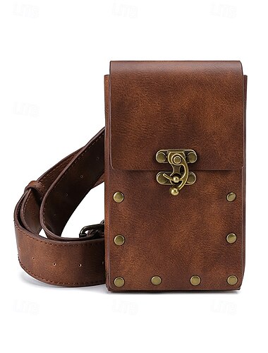  Damen-Western-Gürteltasche im Bohemian-Stil aus Kunstleder mit Vintage-Schnalle, Retro-Nieten-Detail und Freisprecheinrichtung, geeignet für Festivals, Reisen und den täglichen Gebrauch im Freien