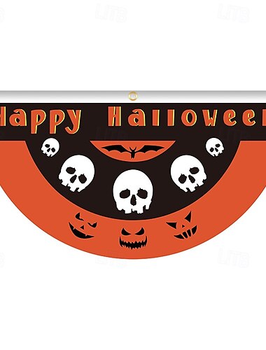  Bandeira de fã de Halloween, bandeirinhas, bandeira para áreas externas, para pendurar em cercas de quintal de Halloween, bandeira de abóbora assustadora, decoração de mesa, decoração de quarto de outono, decoração estética de festa de aniversário de Hall