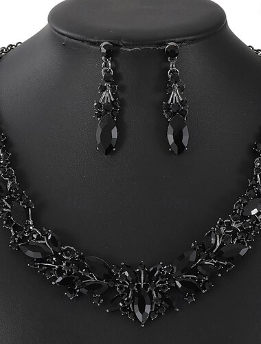  un parure de bijoux de mariée 1 ensemble Zircon Strass 1 Collier Boucles d'oreilles Femmes Mode Luxe Coloré Mignon Fantaisie Forme de Fleur diamant forme goutte d'eau Parure de Bijoux Pour Mariage