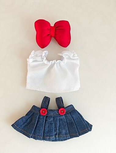  Kleidung für 17 cm Puppen, Rock-Set für Puppen, 3-teiliges Set, Hut, Rock-Outfit, Premium-Mode, süßes Kleid für 17 cm Puppen, Zubehör (keine Puppe)