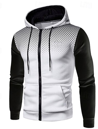  Hombre Sudadera Sudadera con capucha y cremallera completa Blanco Rojo Azul Piscina Gris Oscuro Con Capucha Bloque de color Retazos Bolsillo Deporte Diario Festivos Poliéster Ropa de calle Básico