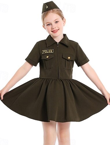  Policier / Policière policier Journée STEM Jeu de rôle sur la carrière Robe Tenues Costume Cosplay Fille Enfant Performance Déguisement éducatif Déguisement pour un événement scolaire Halloween