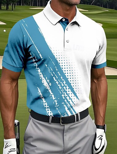  Herren Kreis Polo Kurzarm Polo-Shirts Hemden mit Kragen Sportbekleidung Lässig Athleisure Knöpfe Sommer Rote Blau Grün
